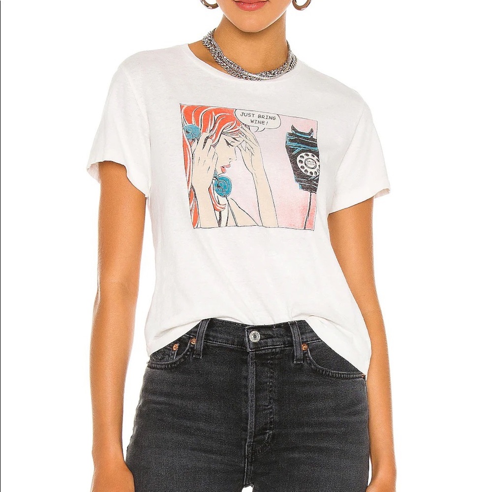 Re Done Hanes “Just Bring Wine!” Tee in Ivory